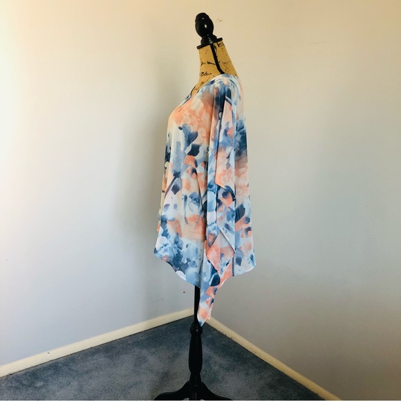 Chicos sheer asymmetric hem blouse over top Sz S/M - Picture 6 of 16